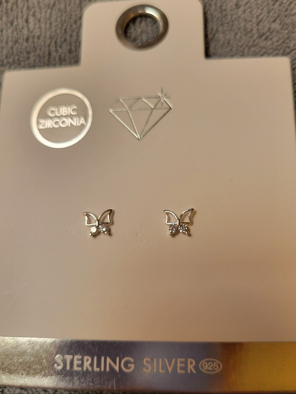 LOVISA Sterling Silver Butterfly Stud Earrings Cubic Zirconia Dainty Fairy Boho - Picture 2 of 4